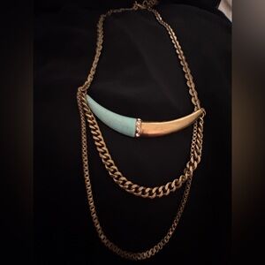 Silpada K&R Collection, Brass Gold and Turquoise Pendant Necklace